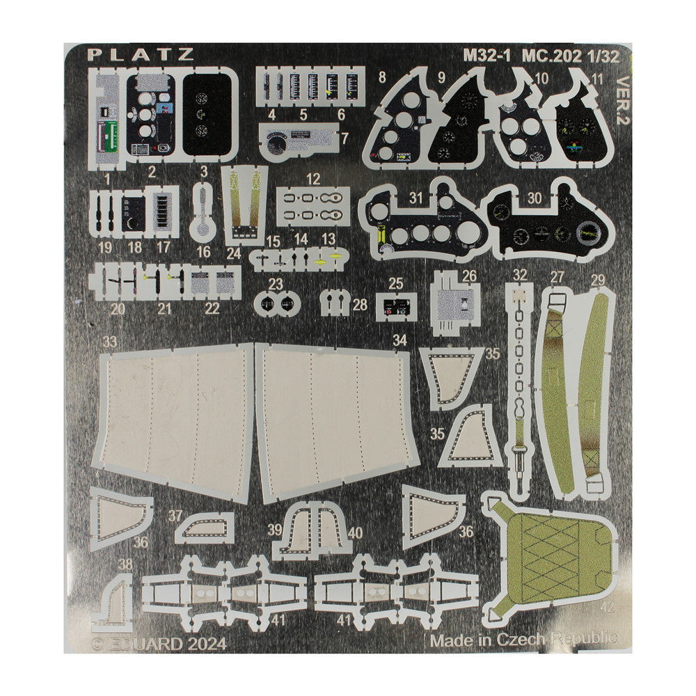 【新品即納】[PTM] (再販) 1/32 イタリア空軍 マッキ MC.202 フォルゴーレ用 エッチングパーツ プラモデル用アクセサリ(M32-1) プラッツ(20240731)