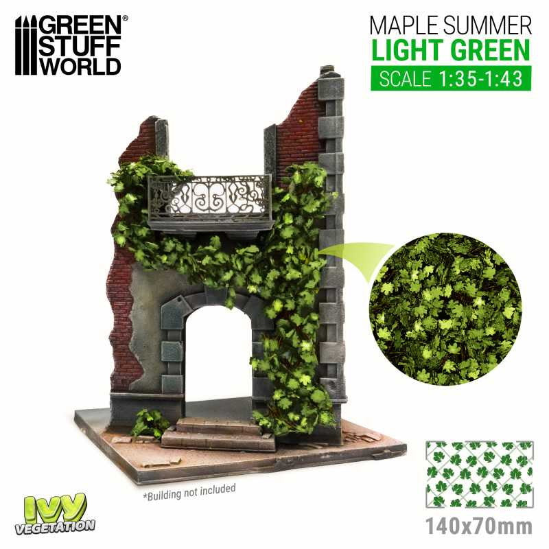 【新品即納】[PTM] ツタの植生シート ライトグリーン(夏のカエデの葉) 大 プラモデル用アクセサリ(GSWD-4640) Green Stuff World(グリーンスタッフワールド) (20240828)