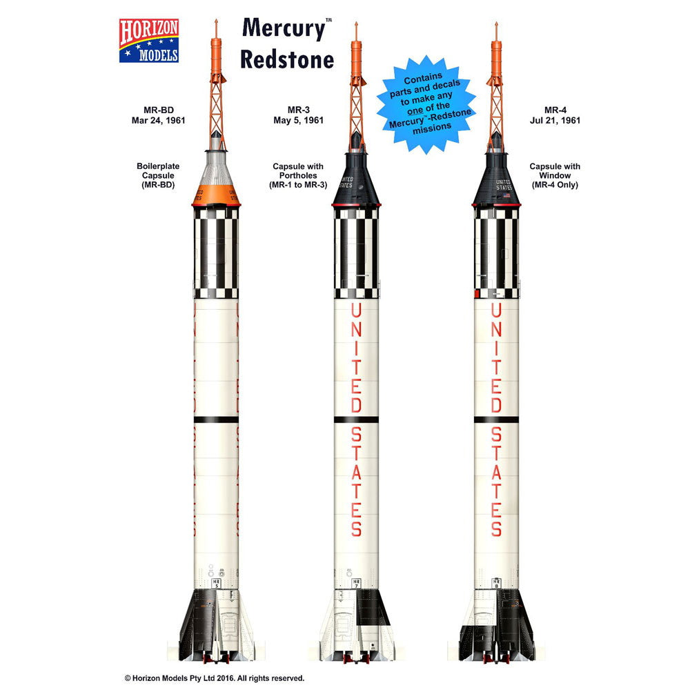 【新品即納】[PTM] (再販) 1/72 アメリカ初の有人宇宙ロケット マーキュリー・レッドストーン プラモデル(HM2004) HORIZON MODELS(ホライズンモデル) (20240731)