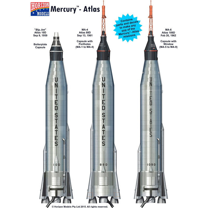 【新品即納】[PTM] (再販) 1/72 マーキュリー・アトラス ロケット プラモデル(HM2002) HORIZON MODELS(ホライズンモデル) (20240731)