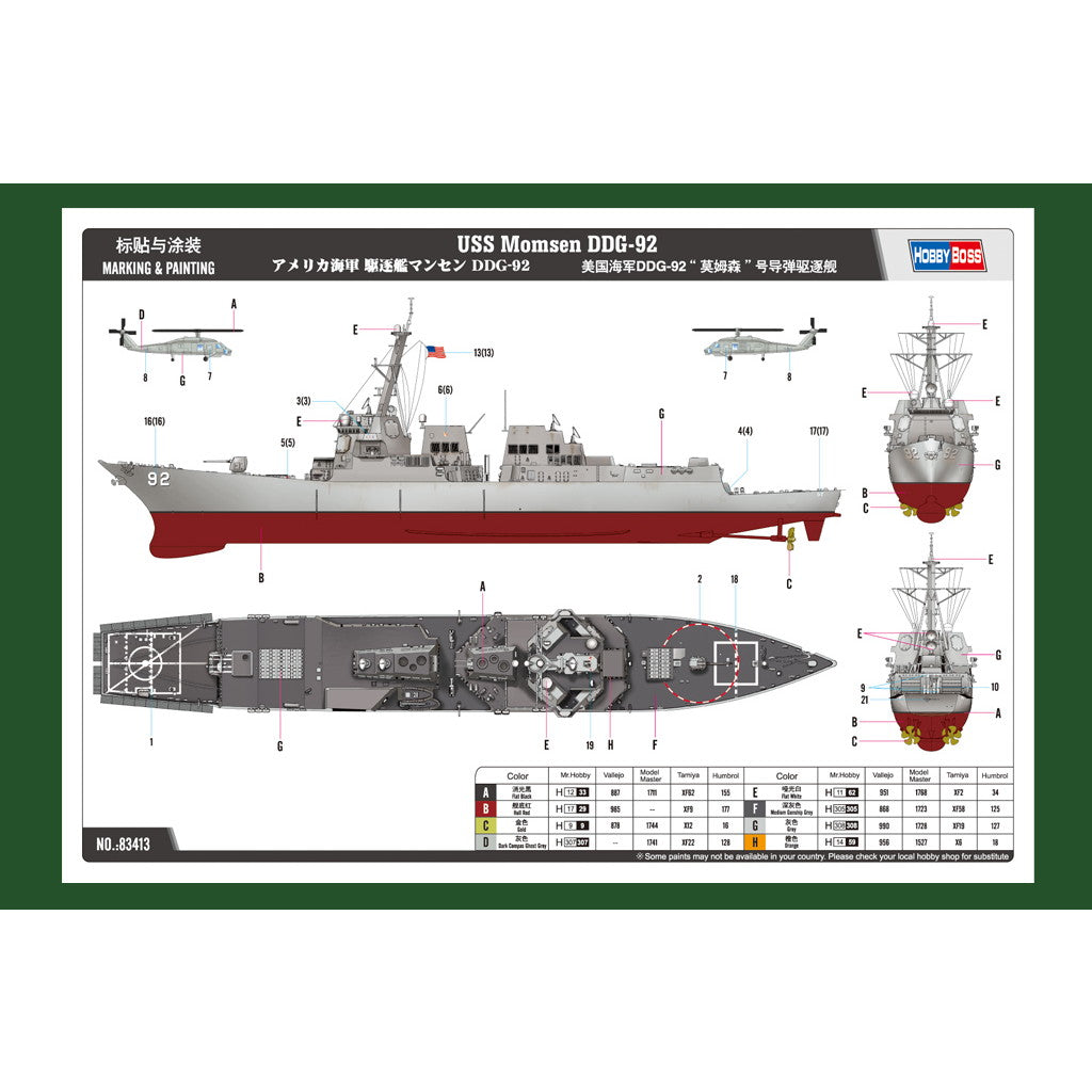 【新品即納】[PTM] (再販) 艦船シリーズ 1/700 アメリカ海軍 駆逐艦マンセン DDG-92 プラモデル(83413) HOBBY BOSS(ホビーボス) (20240930)