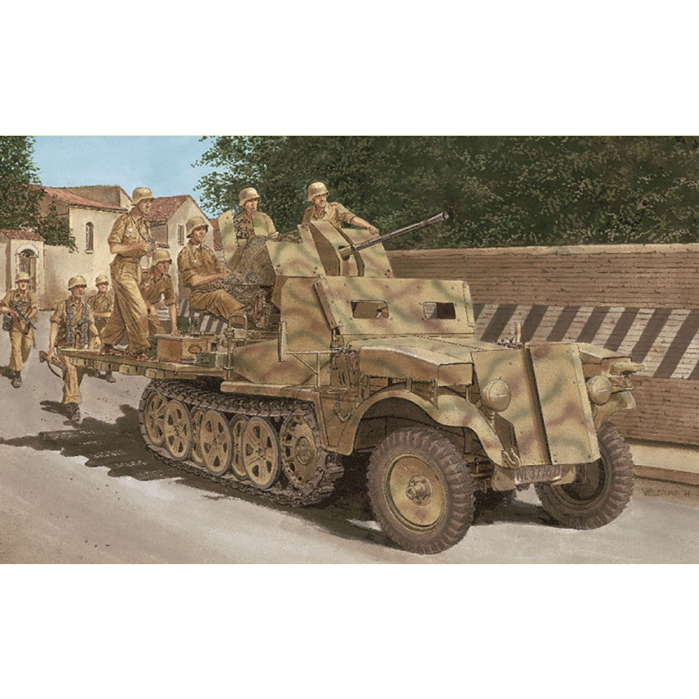 【新品即納】[PTM] 1/35 WW.II ドイツ軍 Sd.Kfz.10/5 1トン ハーフトラック 2cm Flak38 搭載型 装甲キャブ仕様 マジックトラック/3Dプリントマズルブレーキ/金属製車幅ポール付属 豪華仕様 プラモデル(DR6677SP) DRAGON(ドラゴン) (20240930)