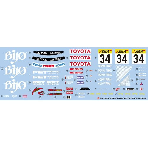 【新品即納】[PTM] (再販) 1/24レーシングシリーズ トヨタ カローラ レビン AE92 1989 スパ24時間レース マスキングシート付き プラモデル(PN24016MSK) プラッツ/NuNu(20240313)