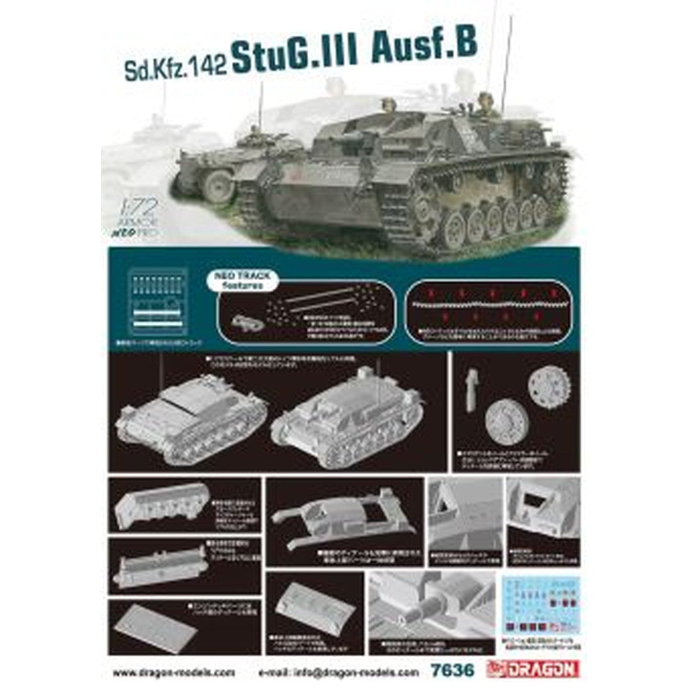 【新品即納】[PTM] (再販) 1/72 WW.II ドイツ軍 III号突撃砲 B型 NEOトラック付属 プラモデル(DR7636) DRAGON(ドラゴン) (20240930)