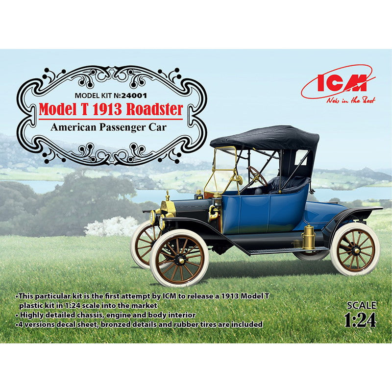 【新品即納】[PTM] (再販) 1/24 T型フォード 1913 ロードスター プラモデル(24001) ICM(20241130)