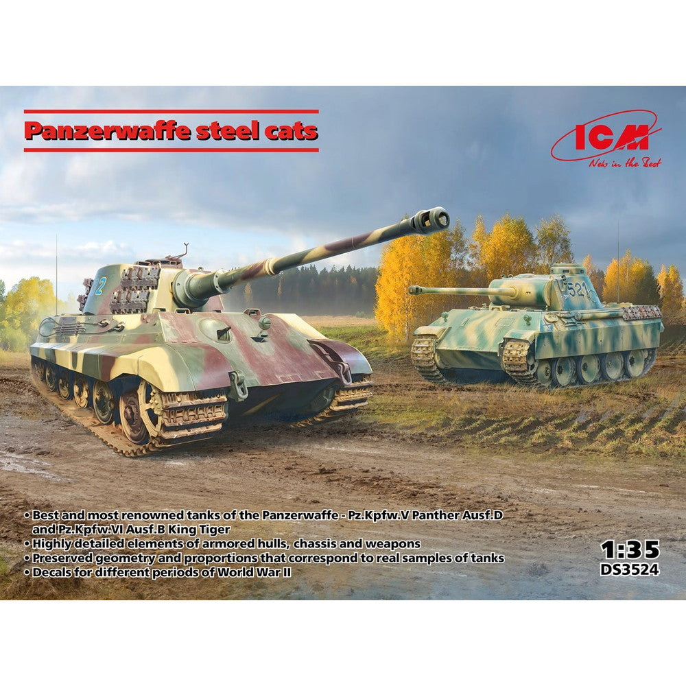 【新品即納】[PTM] 1/35 ドイツ第三帝国重戦車2輌セット パンツァーヴァッフェ プラモデル(DS3524) ICM(20241130)