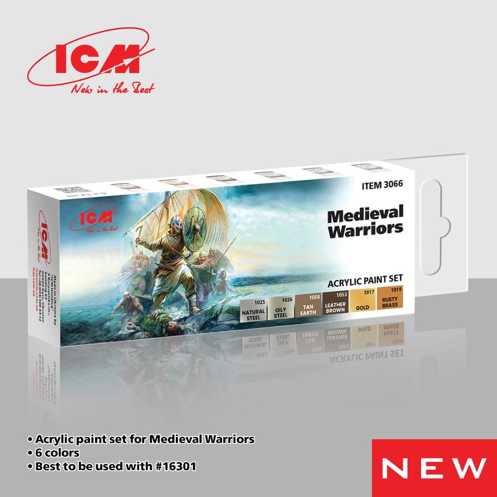 【新品即納】[PTM] 中世戦士用アクリルセット プラモデル用塗料(3066) ICM(20241130)