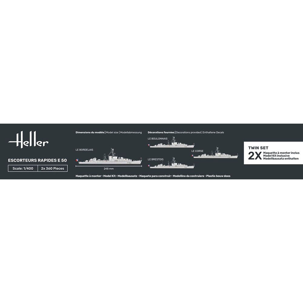 【新品即納】[PTM] 1/400 フランス海軍 ル・コルス級 E50 高速護衛艦 プラモデル(HE81093) Heller(エレール)(20250110)