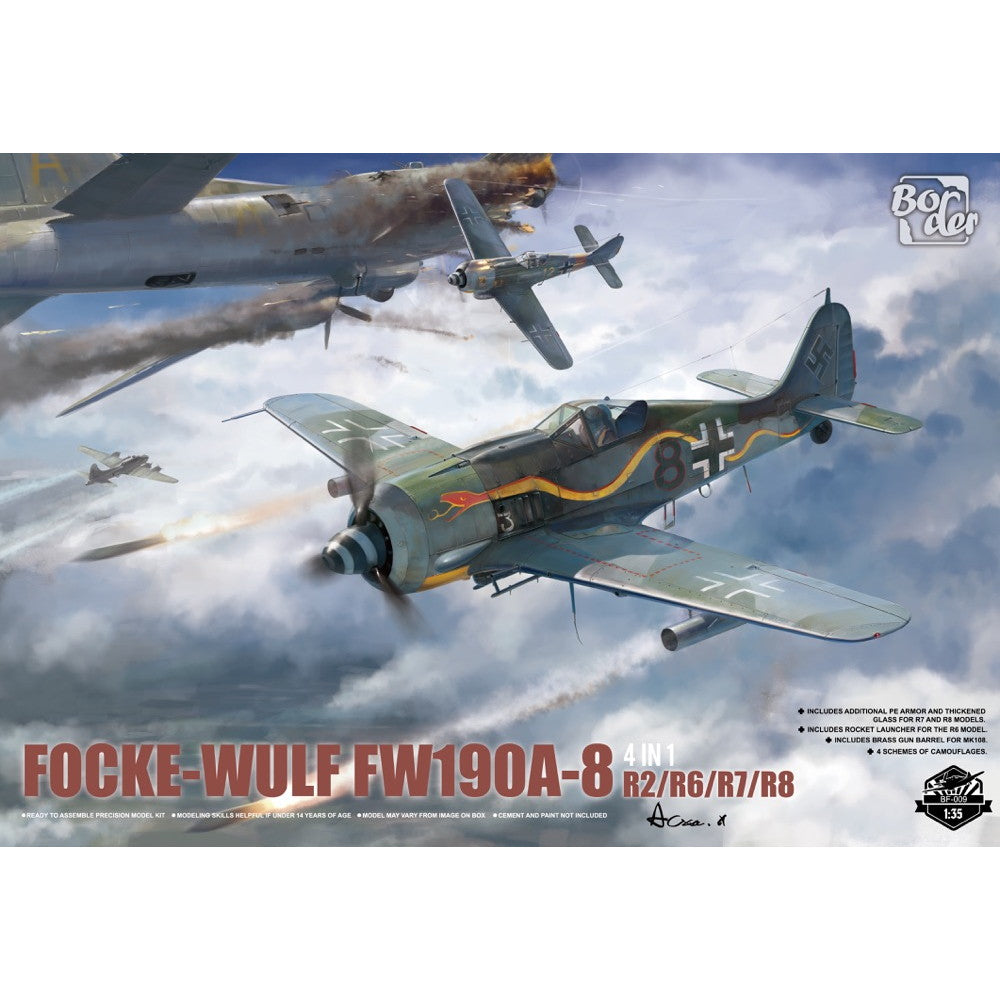 【新品即納】[PTM] 1/35 フォッケウルフ Fw190 A-8 4in1(R2/R6/R7/R8) プラモデル(BF009) Border Model(ボーダーモデル)(20241130)