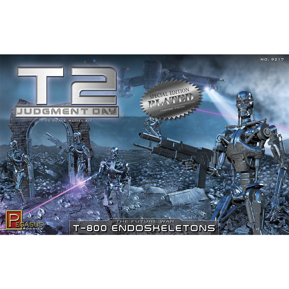 【新品即納】[PTM] (再販)1/32 T-800 エンドスケルトン(5体セット) クロームメッキ仕様 ターミネーター2 プラモデル(PH9217) ペガサスホビー(20250131)
