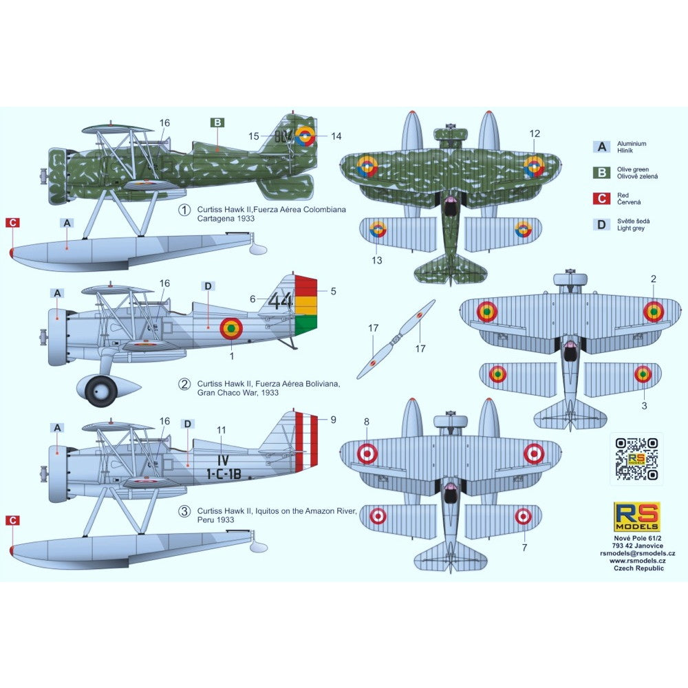 【新品即納】[PTM] 1/72 カーチス ホークII グランチャコ プラモデル(92293) RS MODELS(20241130)