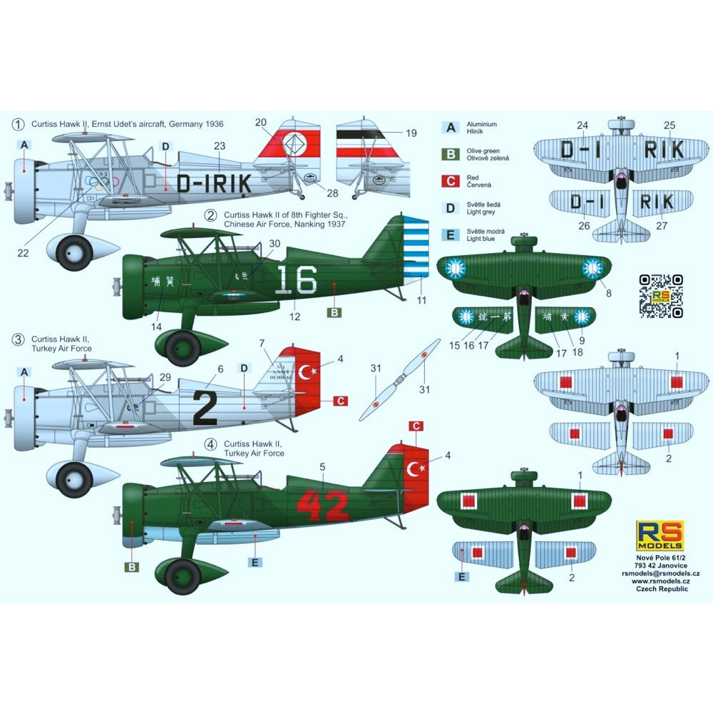 【新品即納】[PTM] 1/72 カーチス ホークII ウーデット プラモデル(92294) RS MODELS(20241130)