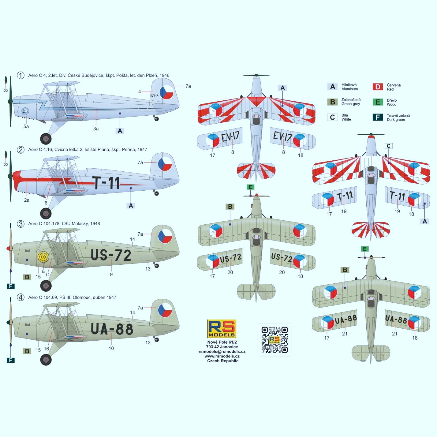 【新品即納】[PTM] 1/48 アエロ C4/C104 プラモデル(48013) RS MODELS(20241231)