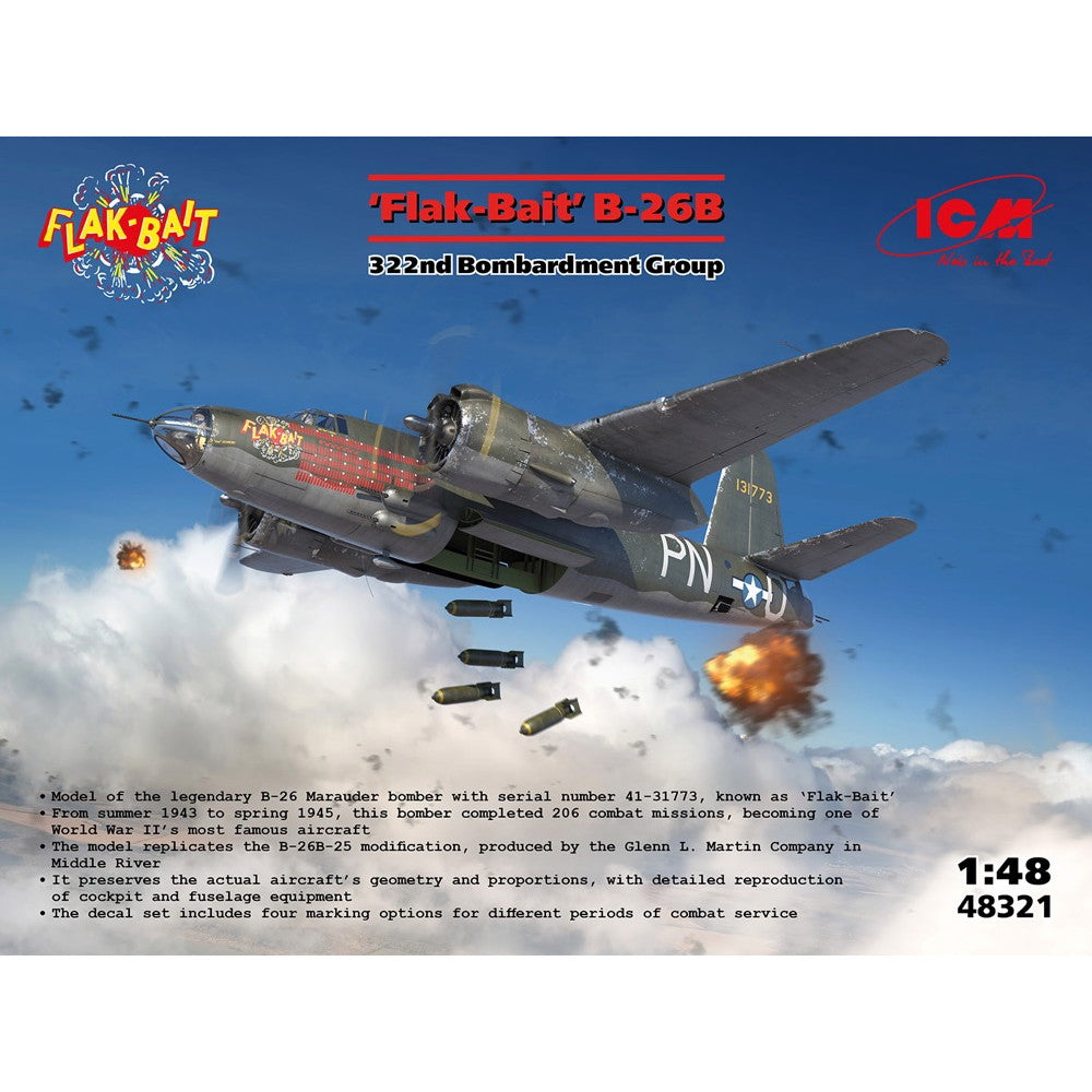 【新品即納】[PTM] 1/48 アメリカ陸軍航空隊 第322爆撃隊 B-26B Flak-Bait プラモデル(48321) ICM(20250131)