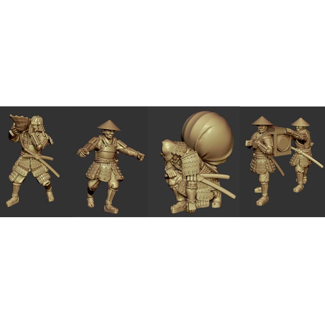 【予約安心出荷】[PTM] 1/72 戦国時代(日本) 螺役(かいやく) 旗指物持 使番 背負陣太鼓(5体セット、小物付属) ガレージキット プラモデル(AHLAH88012) Artist Hobby(アーティストホビー)(2025年1月)