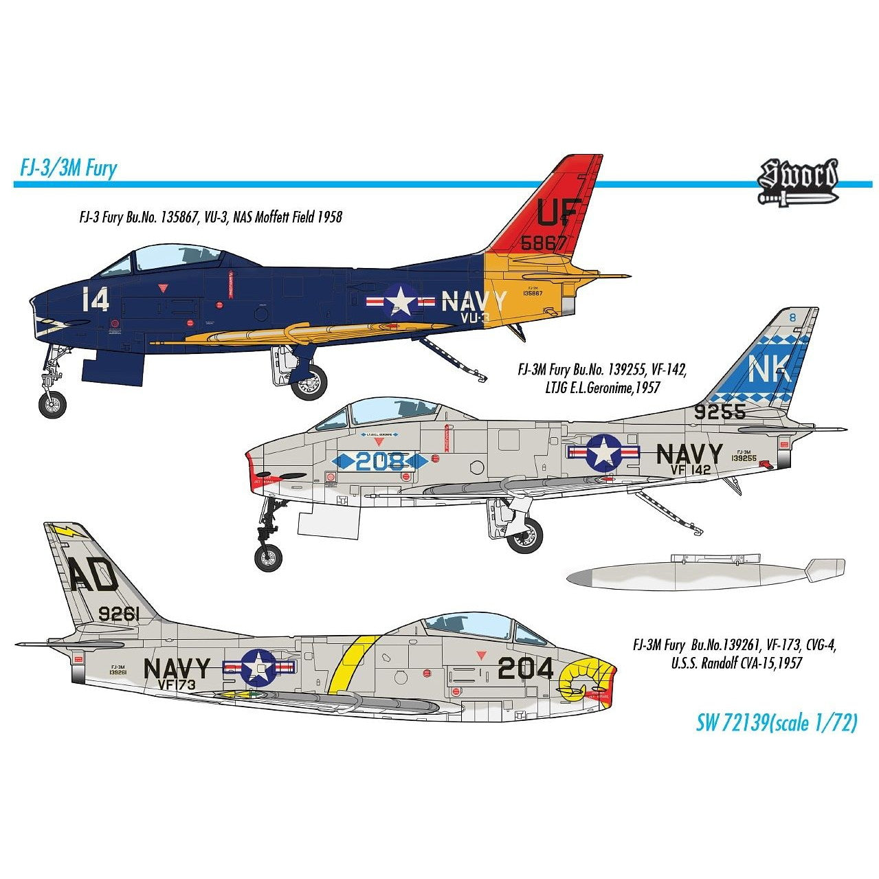 【新品即納】[PTM] (再販) 1/72 FJ-3/3M フューリー プラモデル(SWD72139) Sword(スウォード)(20250131)