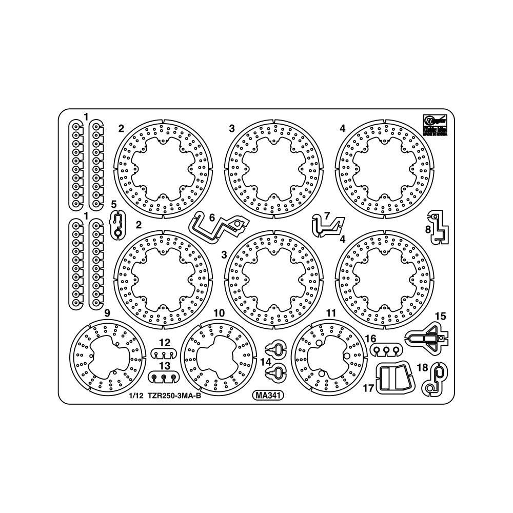 【新品】【お取り寄せ】[PTM] 1/12 ヤマハ TZR250(3MA) 後期型(1990)用エッチングパーツ プラモデル用アクセサリ(21777) ハセガワ(20251127)
