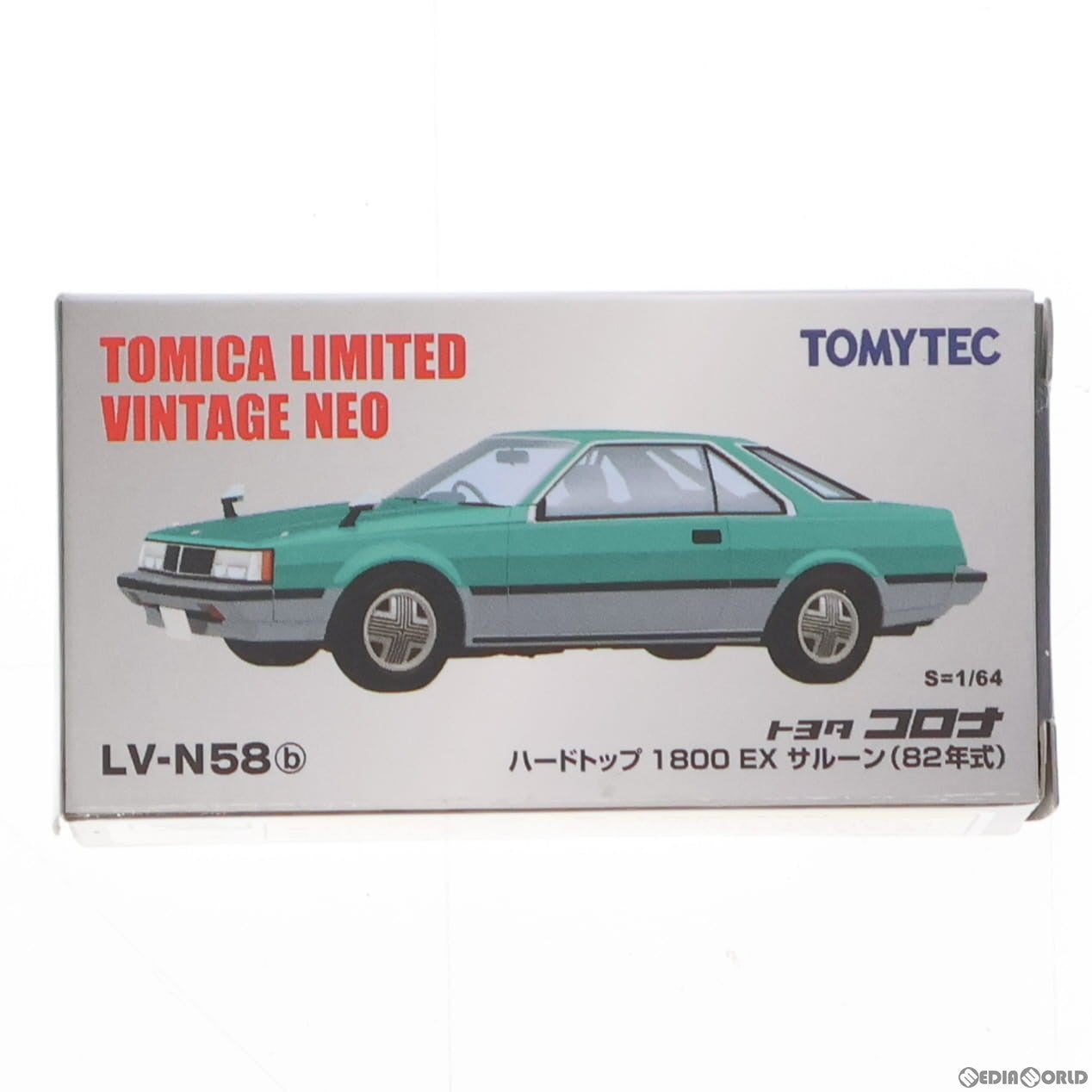 【中古即納】[MDL] トミカリミテッドヴィンテージ NEO 1/64 TLV-N58b トヨタ コロナ ハードトップ 1800 EX サルーン(82年式) グリーン&グレー 完成品 ミニカー(229940) TOMYTEC(トミーテック)(20111022)