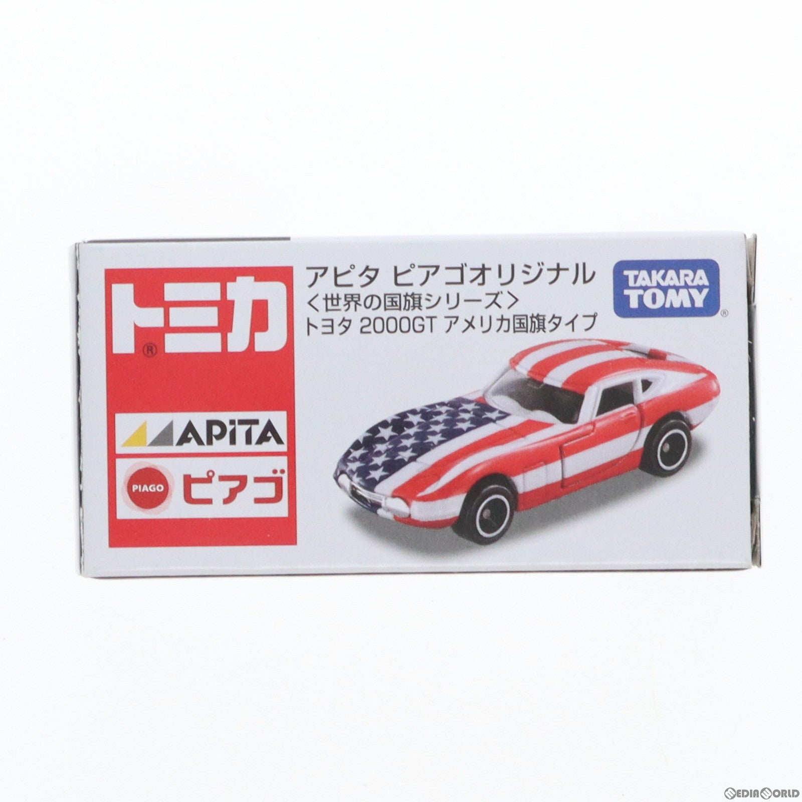 【中古即納】[MDL] アピタ・ピアゴ限定 トミカ 世界の国旗シリーズ 1/59 トヨタ 2000GT アメリカ国旗タイプ(レッド×ホワイト×ブルー) 完成品 ミニカー タカラトミー(20130531)
