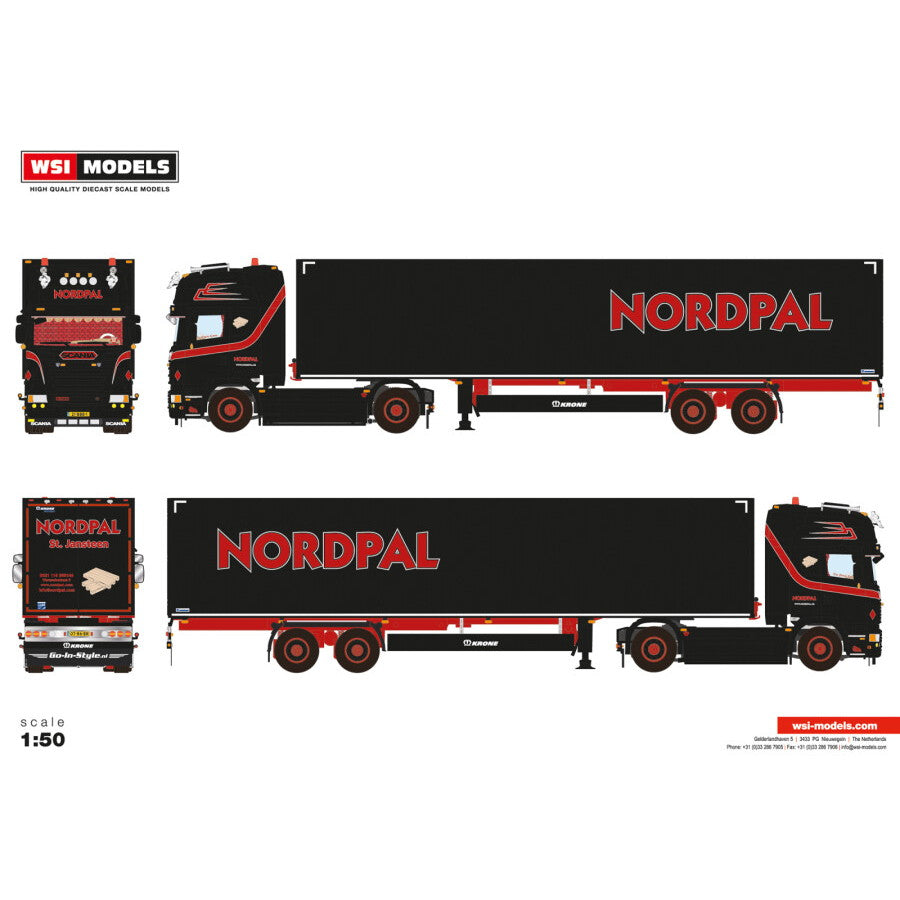 【予約安心出荷】[MDL] 1/50 Nordpal SCANIA(スカニア) R6 TOPLINE 4X2 TRIDEC BOX TRAILER - 2 AXLE 完成品 ミニカー(01-4391) WSI MODELS(2025年3月)