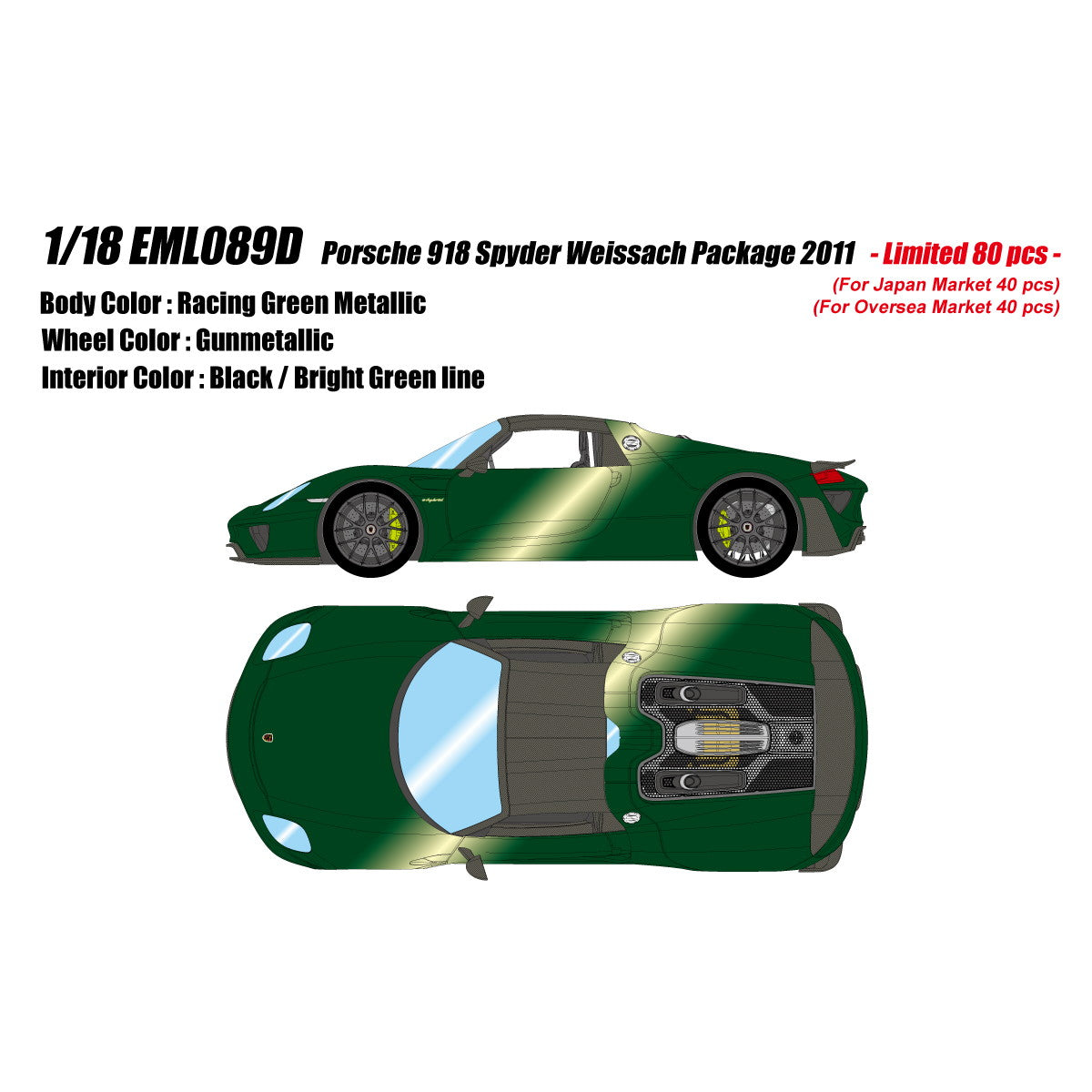 【予約安心出荷】[MDL] EIDOLON COLLECTION(アイドロンコレクション) 1/18 Porsche 918 Spyder Weissach package 2011 レーシンググリーンメタリック 完成品 ミニカー(EML089D) EIDOLON(アイドロン) (2025年3月)