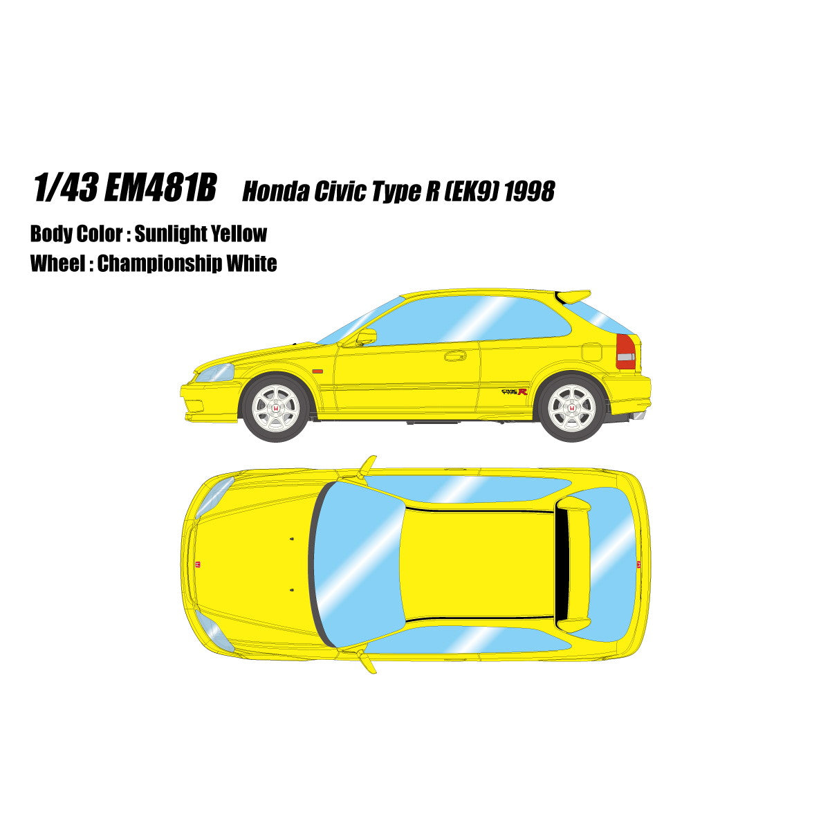 【新品即納】[MDL] 1/43 Honda Civic Type R(EK9) 1998 サンライトイエロー 完成品 ミニカー(EM481B) EIDOLON(アイドロン)(20250131)
