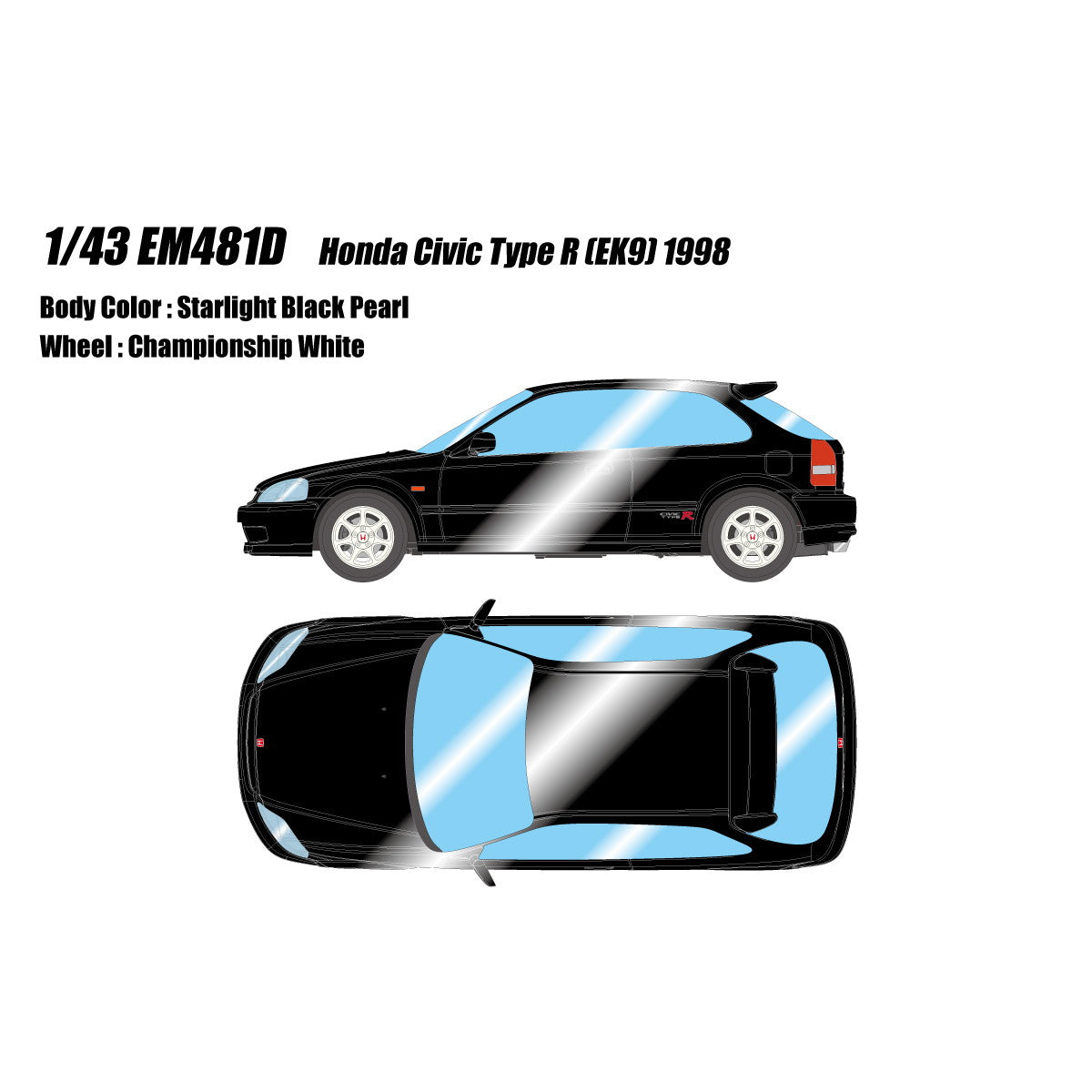 【新品即納】[MDL] 1/43 Honda Civic Type R(EK9) 1998 スターライトブラックパール 完成品 ミニカー(EM481D) EIDOLON(アイドロン)(20250131)