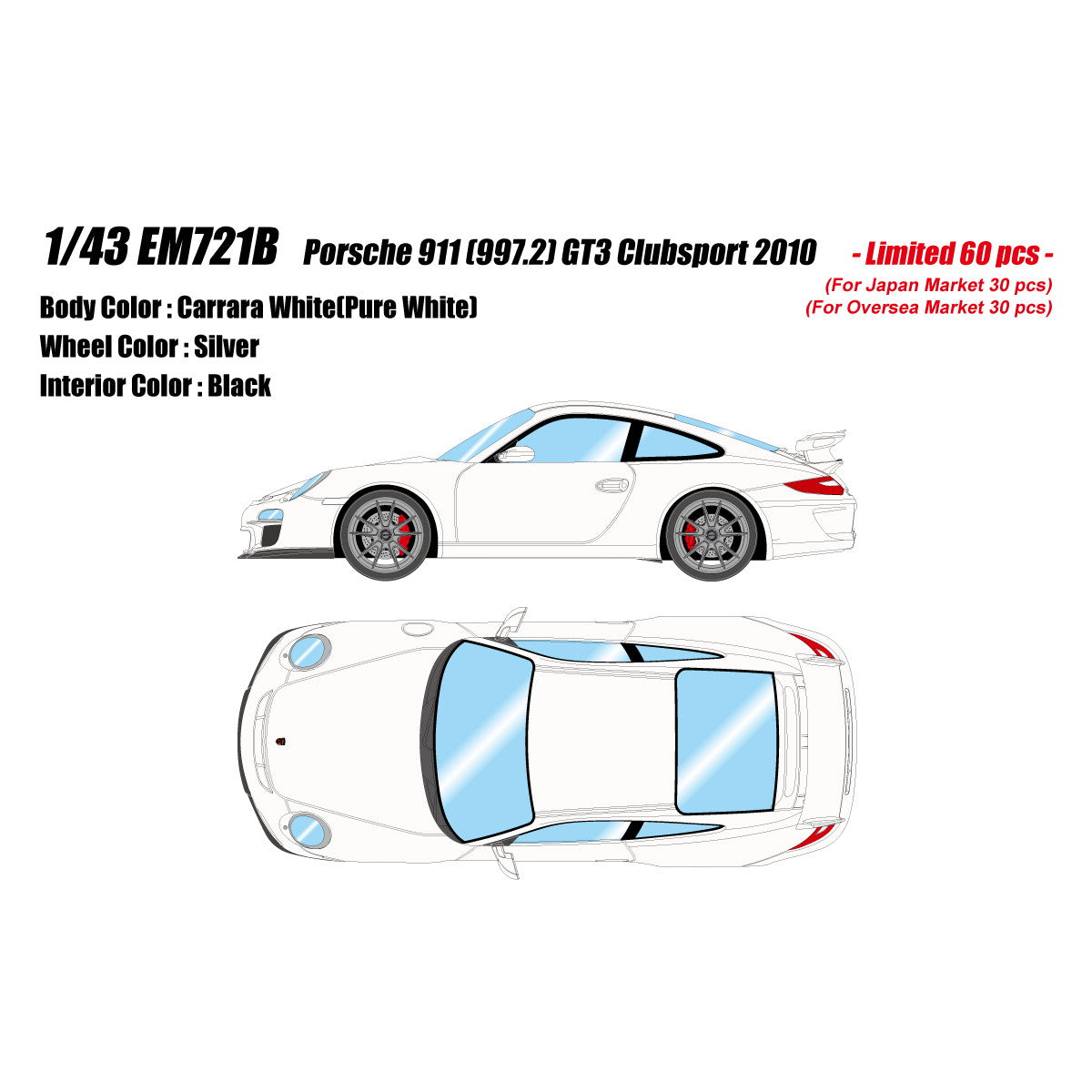 【新品即納】[MDL] 1/43 Porsche 911(997.2) GT3 Clubsport 2010 カレラホワイト 完成品 ミニカー(EM721B) EIDOLON(アイドロン)(20250131)