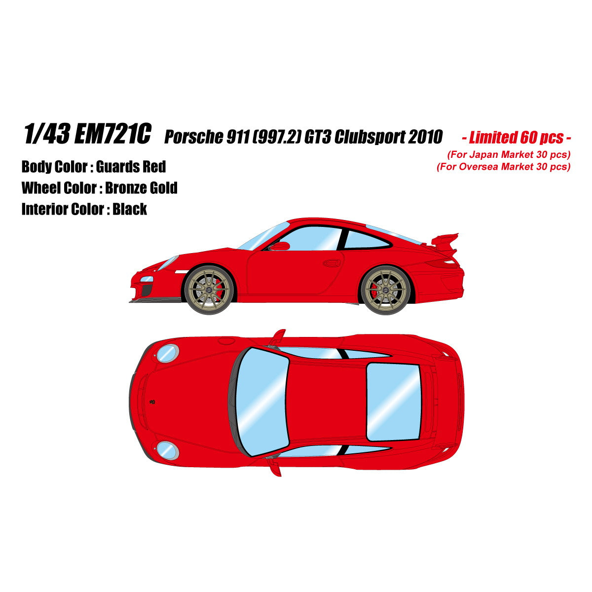【新品即納】[MDL] 1/43 Porsche 911(997.2) GT3 Clubsport 2010 ガーズレッド 完成品 ミニカー(EM721C) EIDOLON(アイドロン)(20250131)
