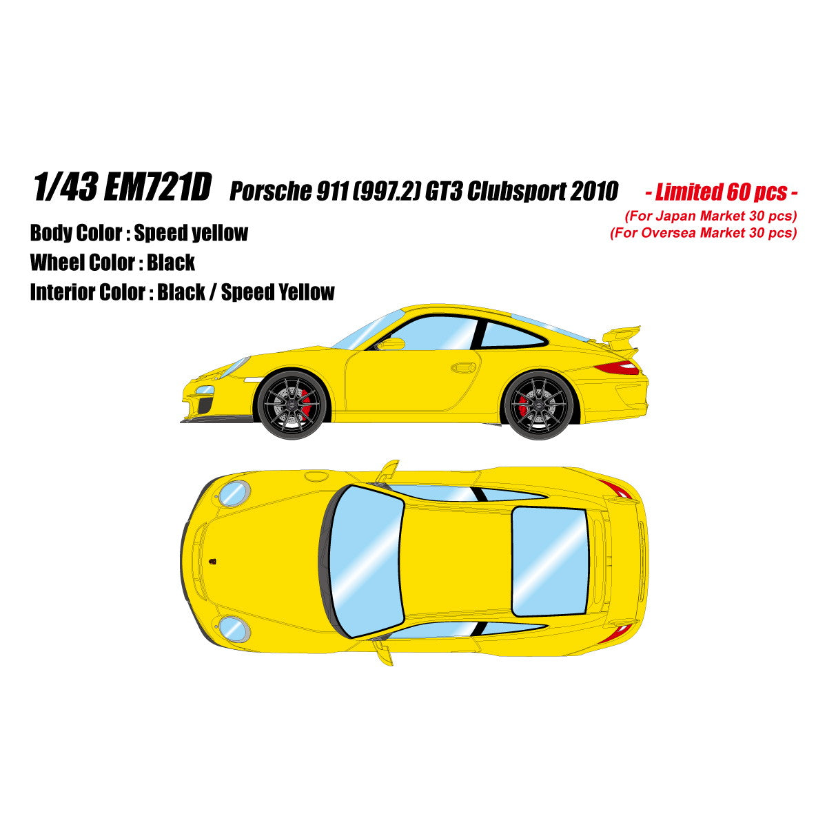 【新品即納】[MDL] 1/43 Porsche 911(997.2) GT3 Clubsport 2010 スピードイエロー 完成品 ミニカー(EM721D) EIDOLON(アイドロン)(20250131)