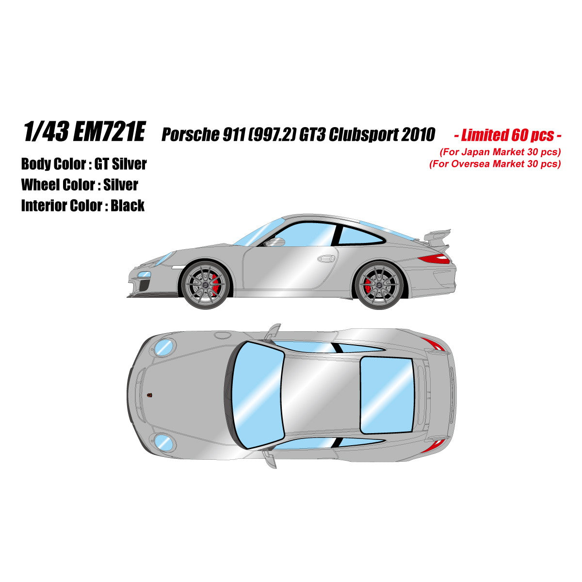 【新品即納】[MDL] 1/43 Porsche 911(997.2) GT3 Clubsport 2010 GTシルバー 完成品 ミニカー(EM721E) EIDOLON(アイドロン)(20250131)