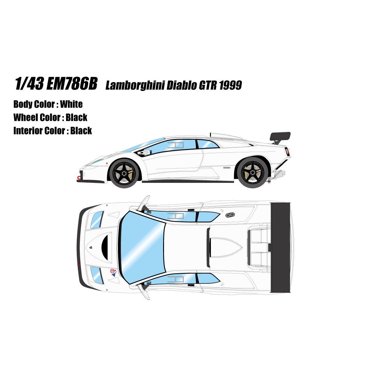 【新品即納】[MDL] 1/43 Lamborghini Diablo GTR 1999 ホワイト 完成品 ミニカー(EM786B) EIDOLON(アイドロン)(20250131)