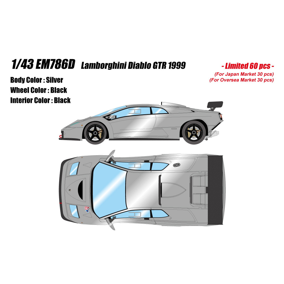 【新品即納】[MDL] 1/43 Lamborghini Diablo GTR 1999 シルバー 完成品 ミニカー(EM786D) EIDOLON(アイドロン)(20250131)