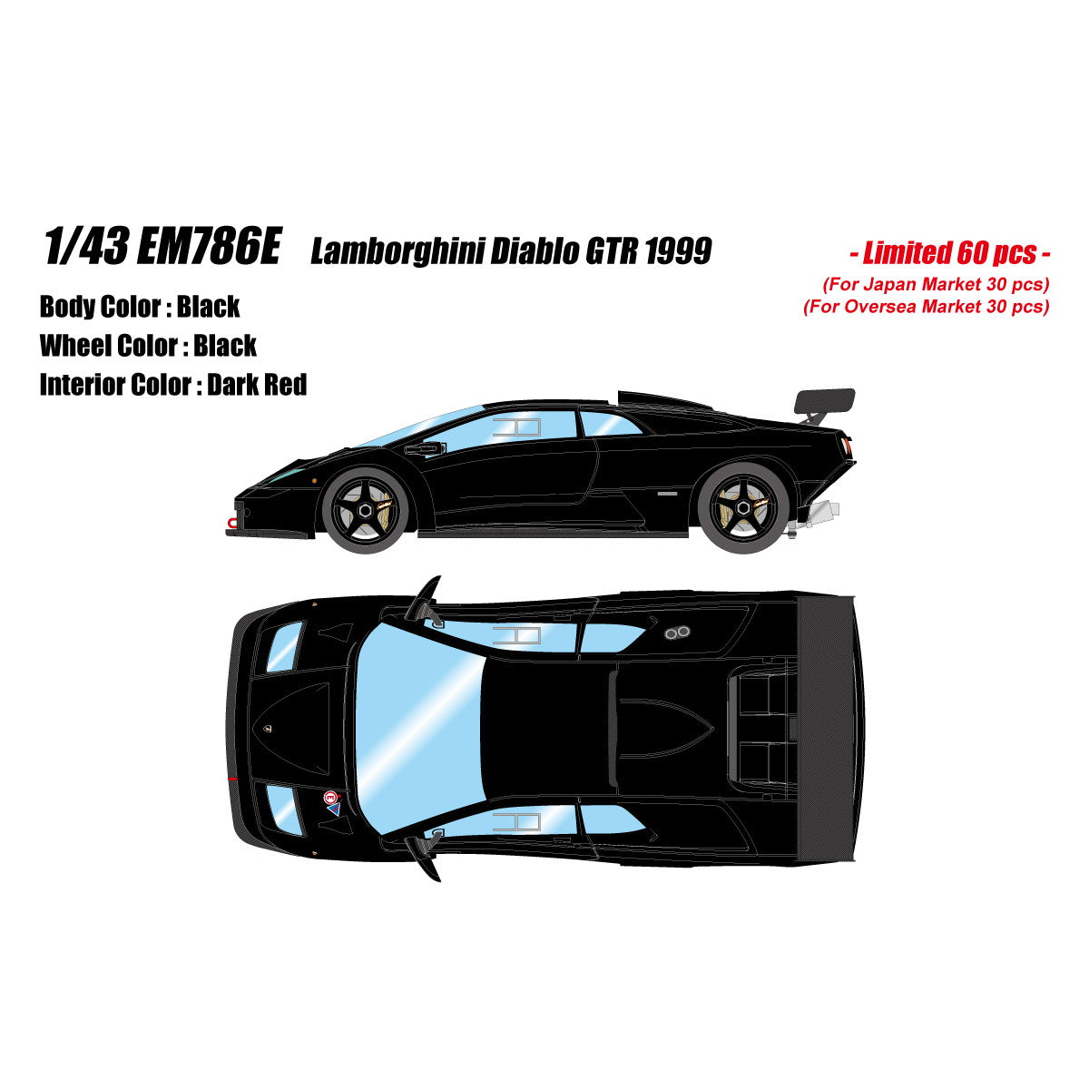 【新品即納】[MDL] 1/43 Lamborghini Diablo GTR 1999 ブラック 完成品 ミニカー(EM786E) EIDOLON(アイドロン)(20250131)