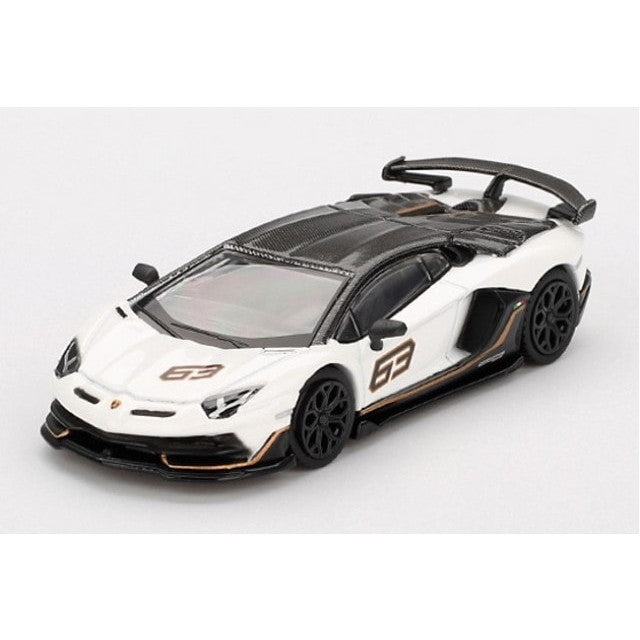 【新品】【お取り寄せ】[MDL] MINI-GT 1/64 ランボルギーニ アヴェンタドール SVJ 63 Bianco Asopo(ホワイト)(左ハンドル)(ブリスター仕様) 完成品 ミニカー(MGT00842-BL) TSM(トゥルースケールミニチュアズ)(20250131)