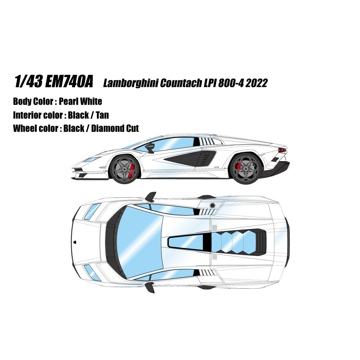 【新品即納】[MDL] 1/43 Lamborghini Countach LPI 800-4 2022 パールホワイト 完成品 ミニカー(EM740A) EIDOLON(アイドロン)(20250228)