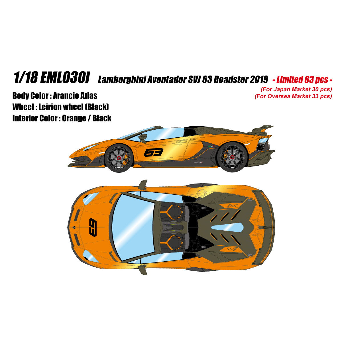 【予約安心出荷】[MDL] 1/18 Lamborghini Aventador SVJ 63 Roadster 2019 アランシオアトラス 完成品 ミニカー(EML030I) EIDOLON(アイドロン) (2025年3月)