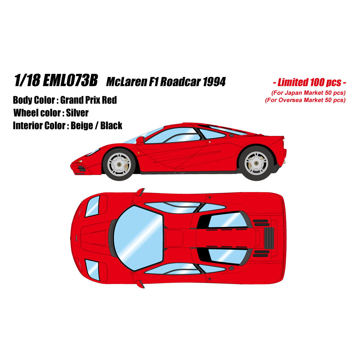 【予約安心出荷】[MDL] 1/18 McLaren F1 Roadcar 1994 グランプリレッド 完成品 ミニカー(EML073B) EIDOLON(アイドロン) (2025年3月)