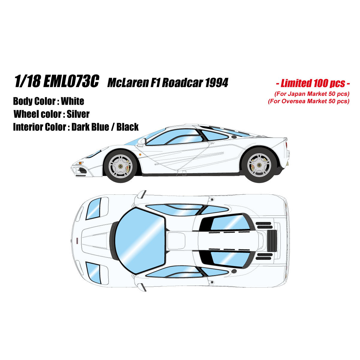 【予約安心出荷】[MDL] 1/18 McLaren F1 Roadcar 1994 ホワイト 完成品 ミニカー(EML073C) EIDOLON(アイドロン) (2025年3月)