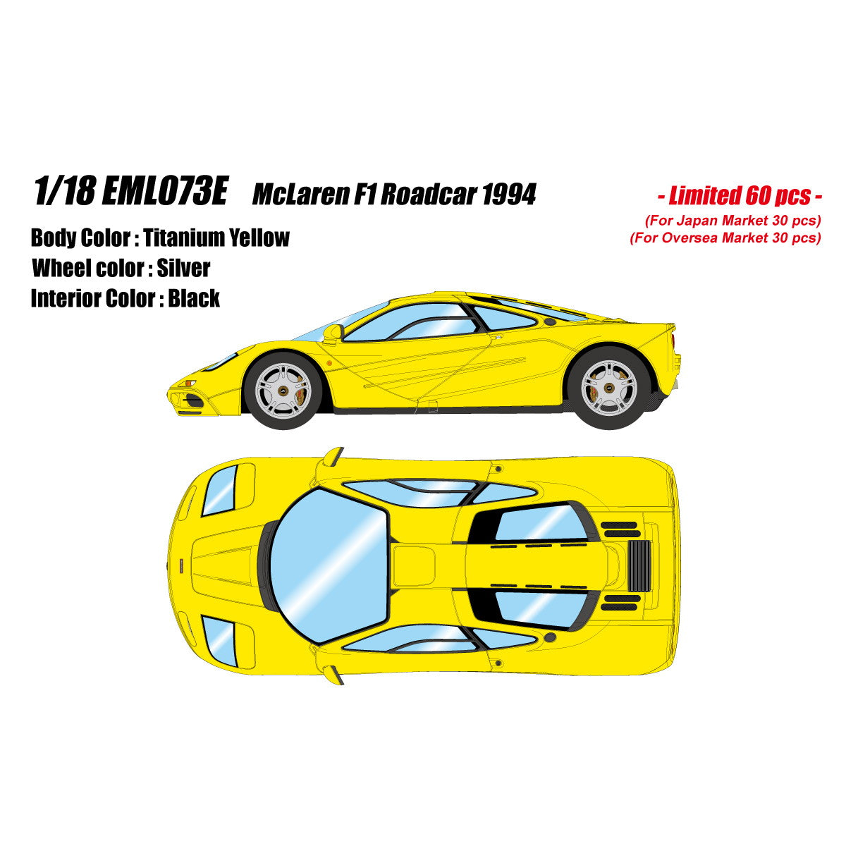 【予約安心出荷】[MDL] 1/18 McLaren F1 Roadcar 1994 チタニウムイエロー 完成品 ミニカー(EML073E) EIDOLON(アイドロン) (2025年3月)