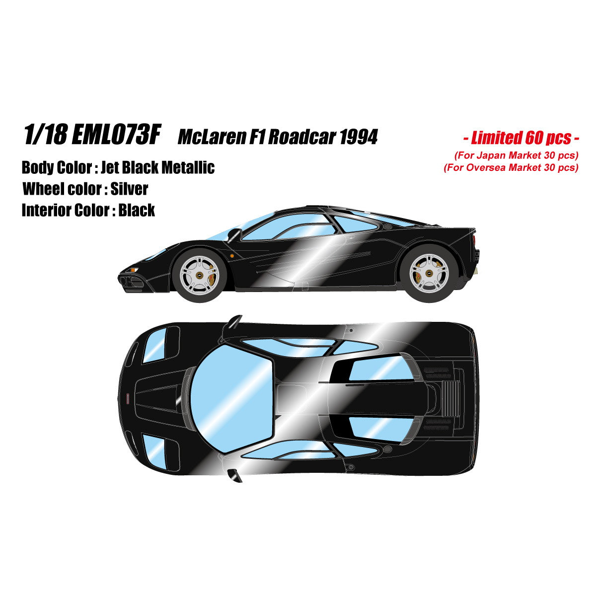 【予約安心出荷】[MDL] 1/18 McLaren F1 Roadcar 1994 ジェットブラックメタリック 完成品 ミニカー(EML073F) EIDOLON(アイドロン) (2025年3月)