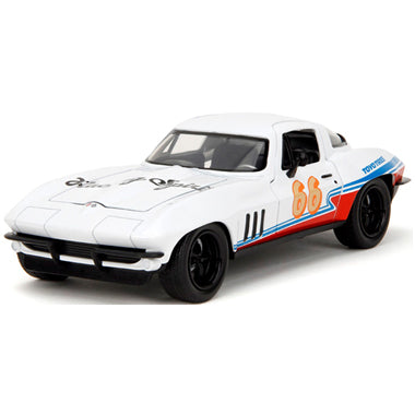 【新品即納】[MDL] BIGTIME MUSCLE(ビッグタイム マッスル) 1/24 1966 シェビー コルベット #66 ホワイト 完成品 ミニカー(JADA35205) Jada Toys(ジャダトイズ)(20241130)