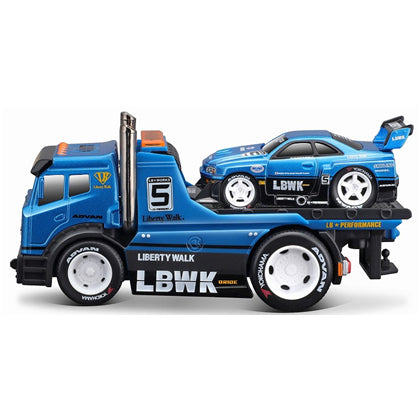 【新品即納】[MDL] Muscle Machines(マッスルマシーンズ) 1/64 JDM Liberty Walk フラットベット R34 ブルー 完成品 ミニカー(MS11546BL) Maisto(マイスト)(20250118)