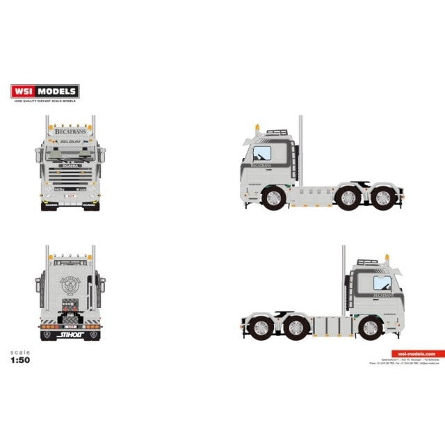 【予約安心出荷】[MDL] 1/50 Becatrans SCANIA 3 SERIES STREAMLINE 6X2 TAG AXLE 完成品 ミニカー(01-4696) WSI MODELS(2025年5月)