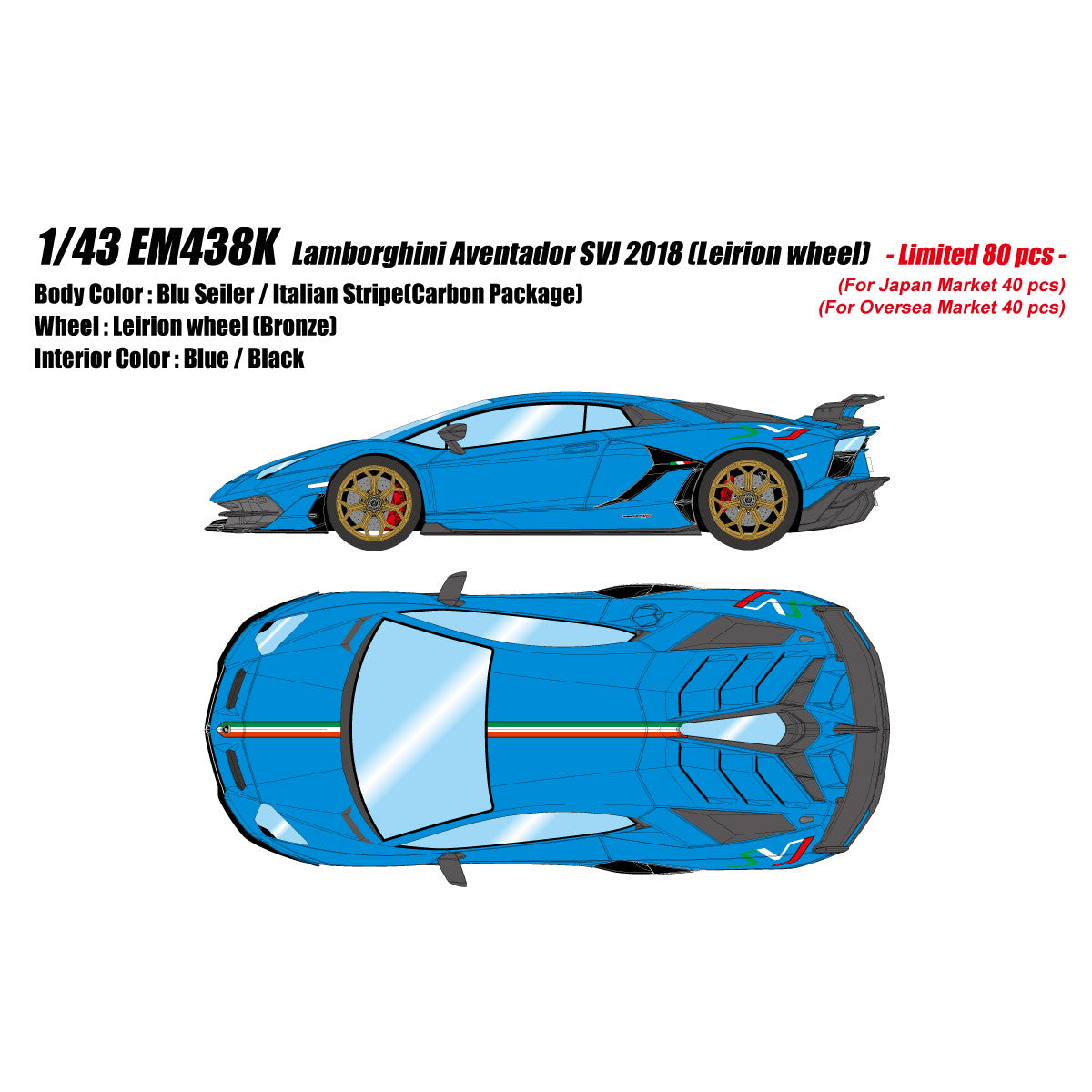 【予約安心出荷】[MDL] EIDOLON COLLECTION(アイドロンコレクション) 1/43 Lamborghini Aventador(ランボルギーニ アヴェンタドール) SVJ 2018(Leirion wheel) ブルーセイラー/イタリアンストライプ 完成品 ミニカー(EM438K) EIDOLON(アイドロン) (2025年4月)