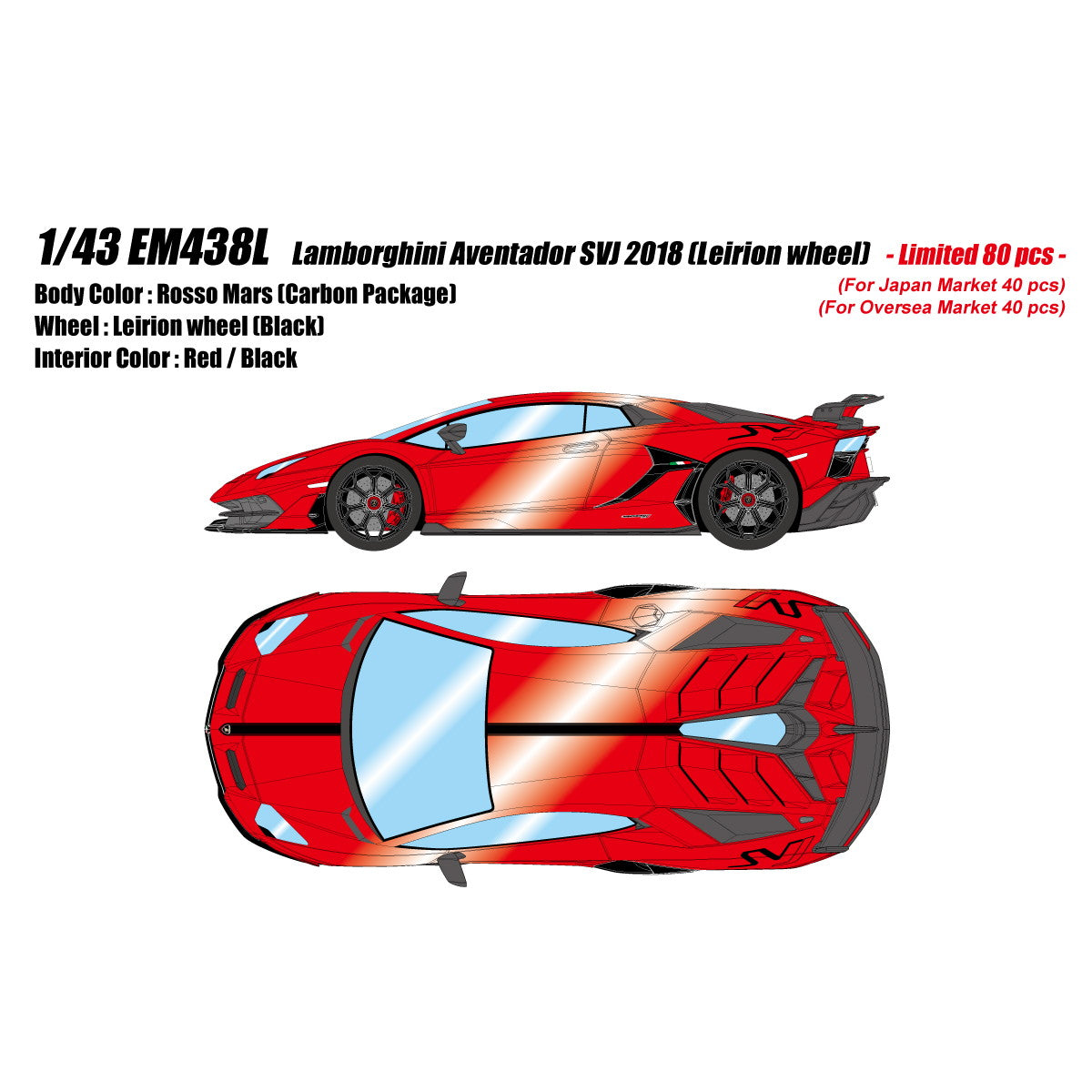 【予約安心出荷】[MDL] EIDOLON COLLECTION(アイドロンコレクション) 1/43 Lamborghini Aventador(ランボルギーニ アヴェンタドール) SVJ 2018(Leirion wheel) ロッソマーズ/ブラックストライプ 完成品 ミニカー(EM438L) EIDOLON(アイドロン) (2025年4月)