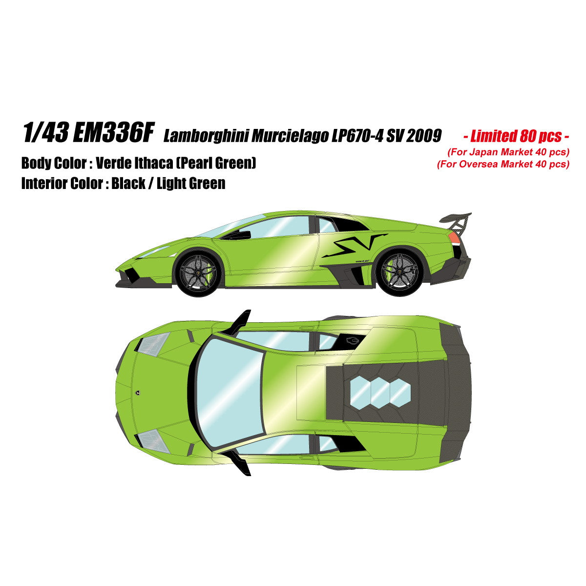 【予約安心出荷】[MDL] 1/43 Lamborghini Murcilago(ランボルギーニ ムルシエラゴ) LP670-4 Super Veloce 2009 パールグリーン 完成品 ミニカー(EM336F) EIDOLON(アイドロン)(2025年5月)