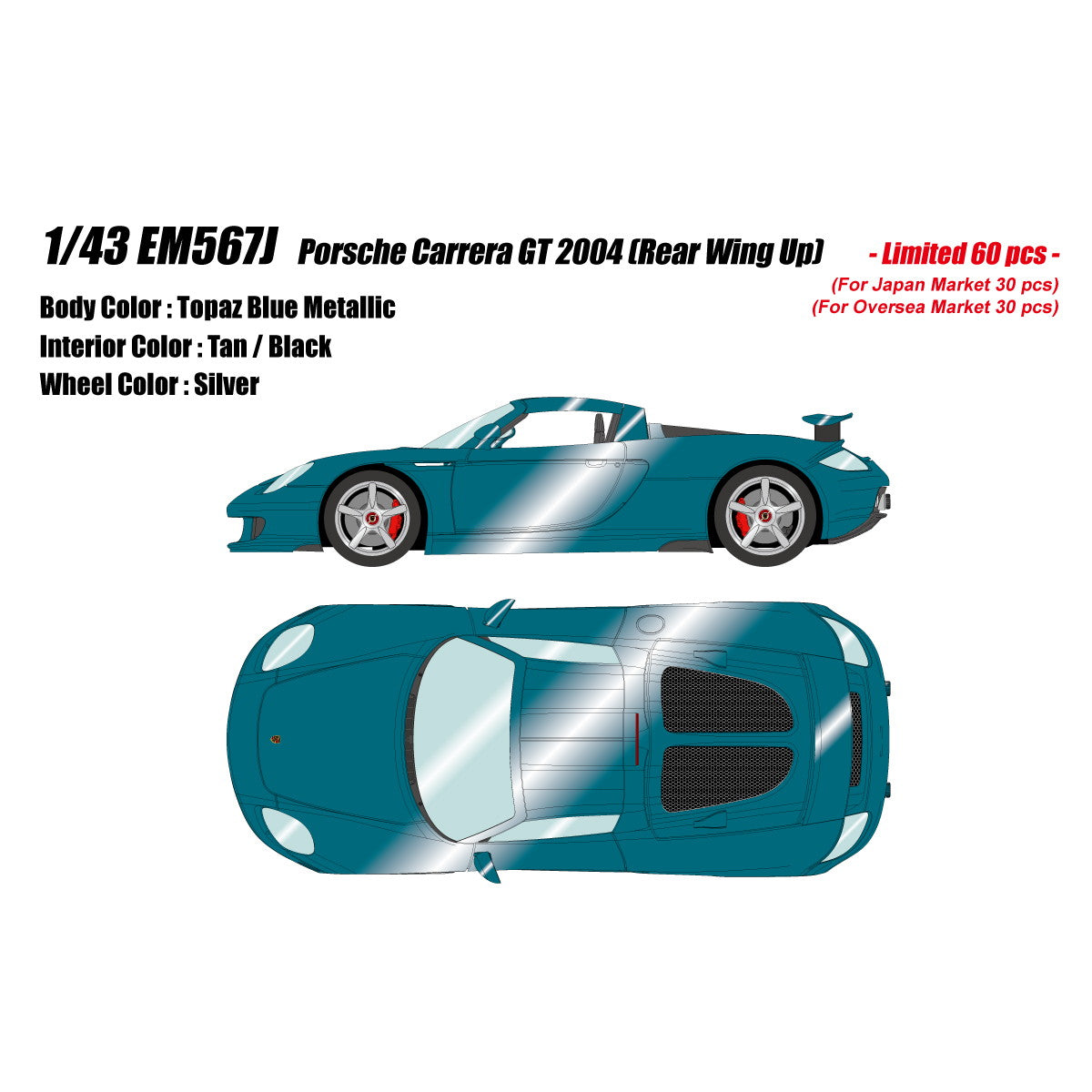 【予約安心出荷】[MDL] 1/43 Porsche Carrera(ポルシェ カレラ) GT 2004 Rear wing up トパーズブルーメタリック 完成品 ミニカー(EM567J) EIDOLON(アイドロン)(2025年5月)