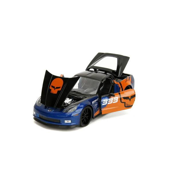 【新品即納】[MDL] BIGTIME MUSCLE(ビッグタイム マッスル) 1/24 2006 シェビー コルベット Z06 ブルー/オレンジ/グラフィック 完成品 ミニカー(JADA35213) Jada Toys(ジャダトイズ)(20250131)
