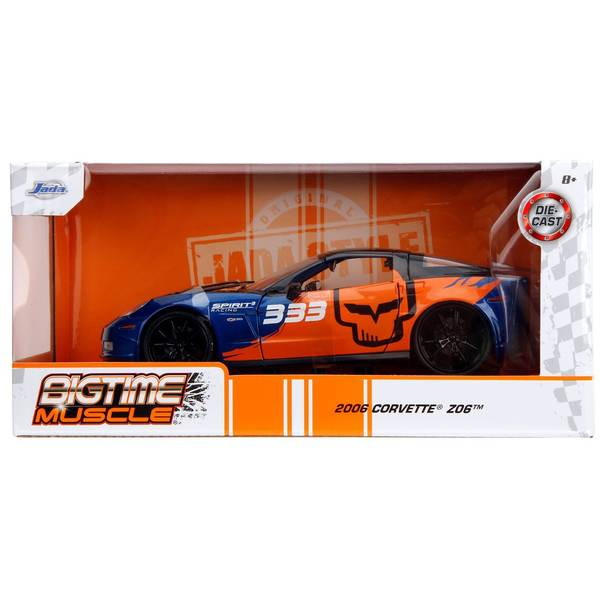 【新品即納】[MDL] BIGTIME MUSCLE(ビッグタイム マッスル) 1/24 2006 シェビー コルベット Z06 ブルー/オレンジ/グラフィック 完成品 ミニカー(JADA35213) Jada Toys(ジャダトイズ)(20250131)